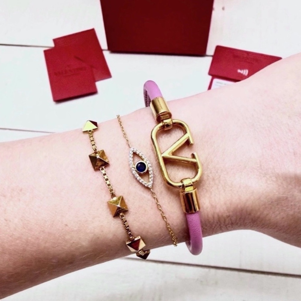 Pink Leather Valentino Garavani Bracelet